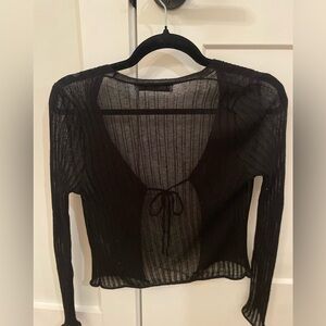 Zara Black Sheer Front-Tie Top